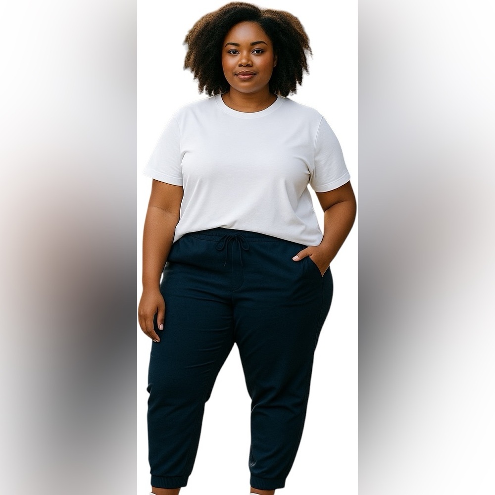 Plus Size High Waisted Black Joggers